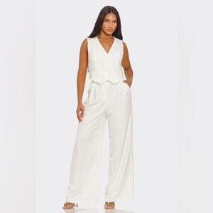 11. Vest and Wide Leg Pant Set in Off White